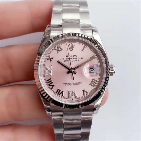 pink rolex silver|Rolex pink face.